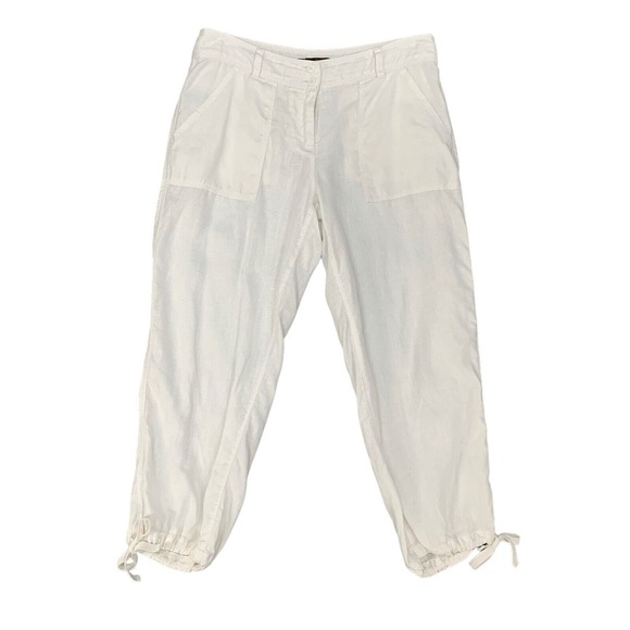 Tommy Bahama Pant Womens 4 White Linen Aubrey Fit Deep Pockets Parachute Leg - Picture 1 of 13